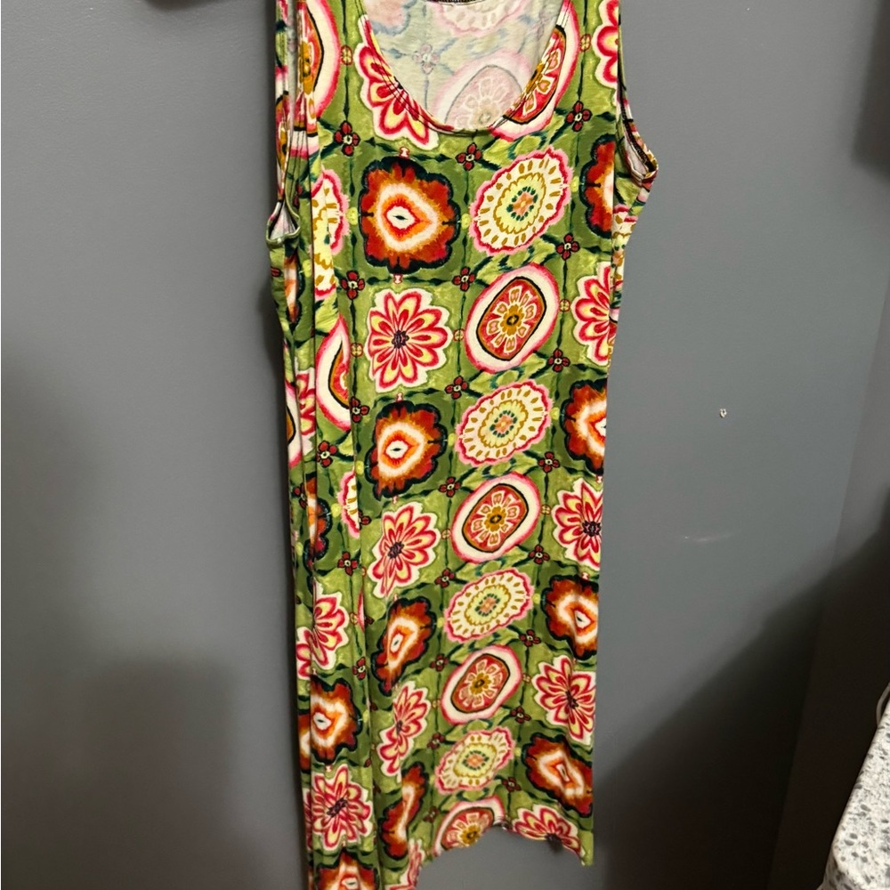 Floral Green Sleeveless Dress
